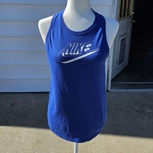 Nike Women's Cobalt Blue Racerback Tank with White Logo